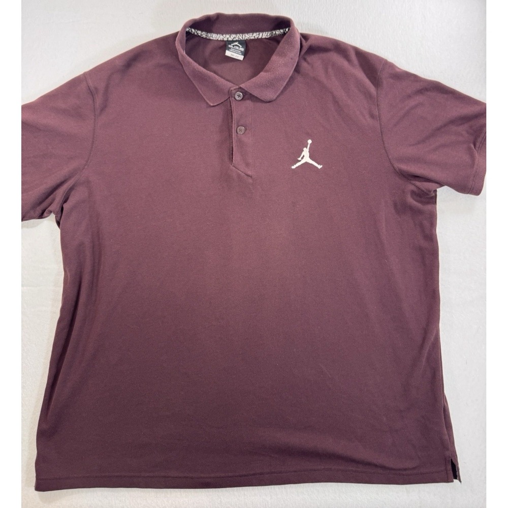 Nike Air Jordan Jumpman Dri Fit Pique Polo Shirt Mens 2XL Y2K Vintage Burgundy